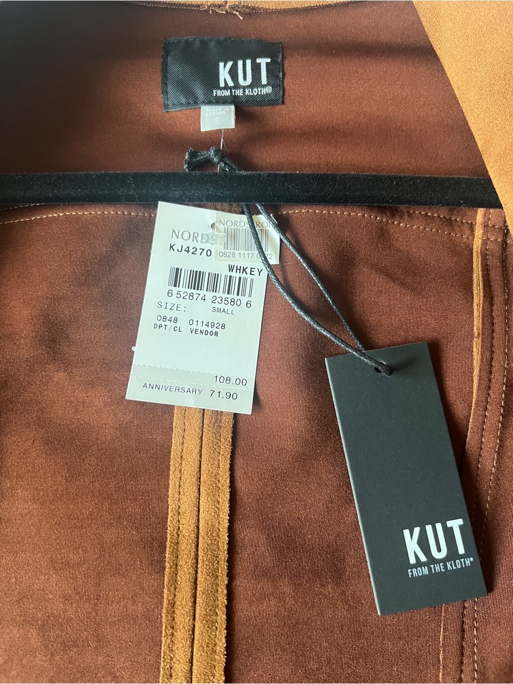 Kut from the Kloth Carina Faux Suede Drape Moto Jacket in Shade Whiskey - Picture 3 of 10